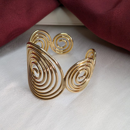 18K Gold Finish Spiral Cuff Bracelet for Girls & Women