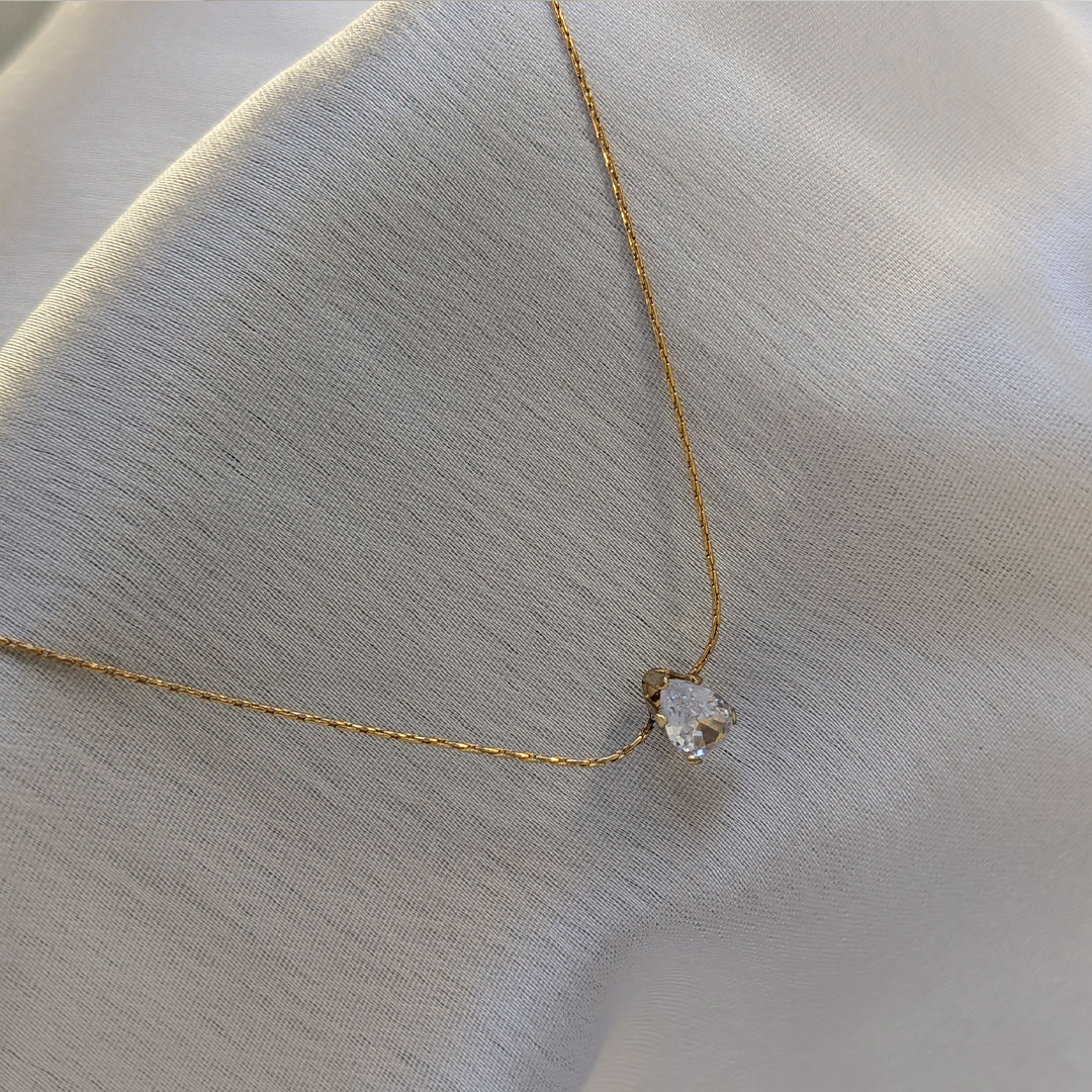 Gold Plated Dainty Sparkle Solitaire Pendant For Girls & Women