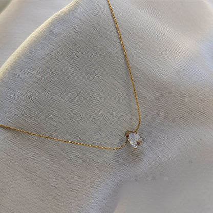 Gold Plated Dainty Sparkle Solitaire Pendant For Girls & Women