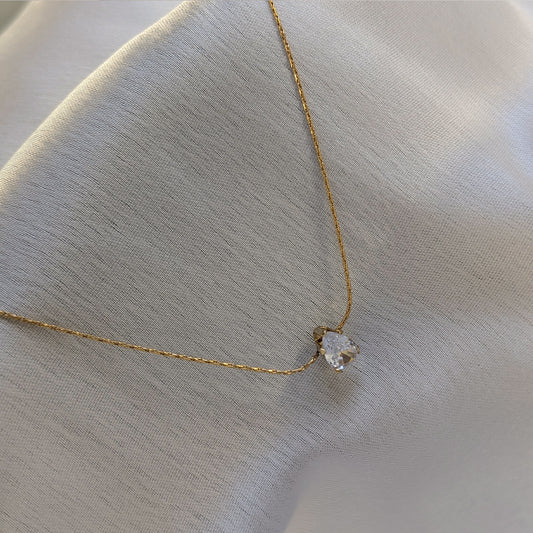 Gold Plated Dainty Sparkle Solitaire Pendant For Girls & Women