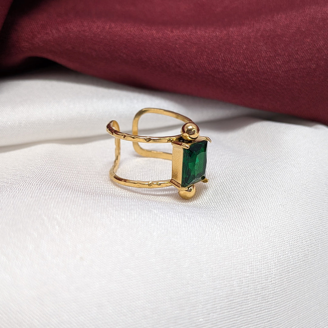 Gold Plated Adjustable Crystal Ring for Women & Girls (Anti Tarnish)