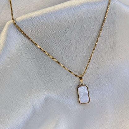 Gold Plated Reversible White & Black Rectangle Pendant for Girls & Women
