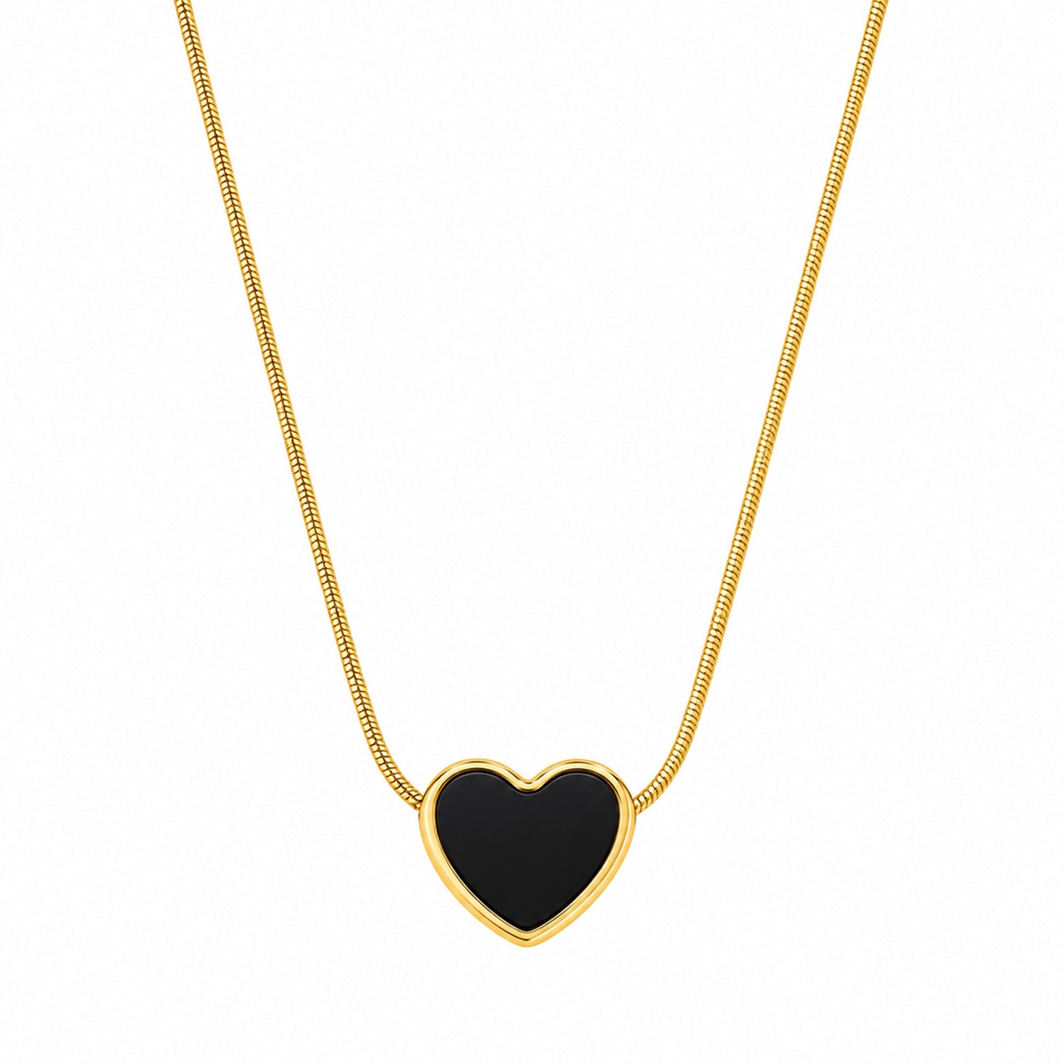 Gold Tone Heart Pendant with Pearl Effect Inlay for Girls and Women