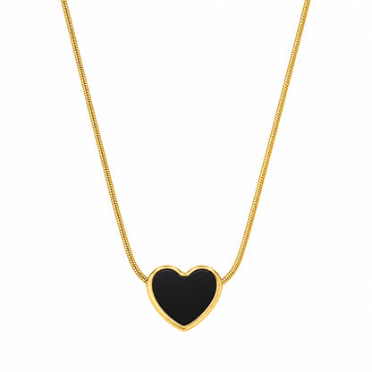 Gold Tone Heart Pendant with Pearl Effect Inlay for Girls and Women
