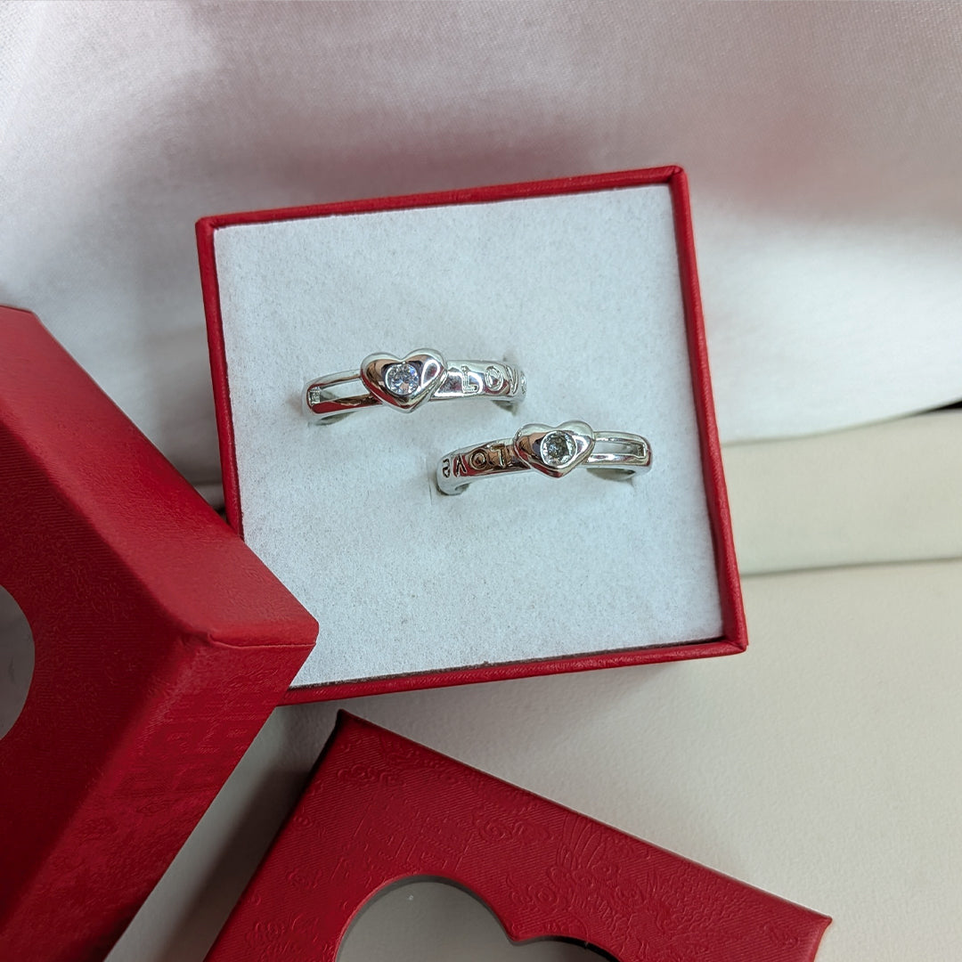 Heart Design American Diamonds Couple Rings Set