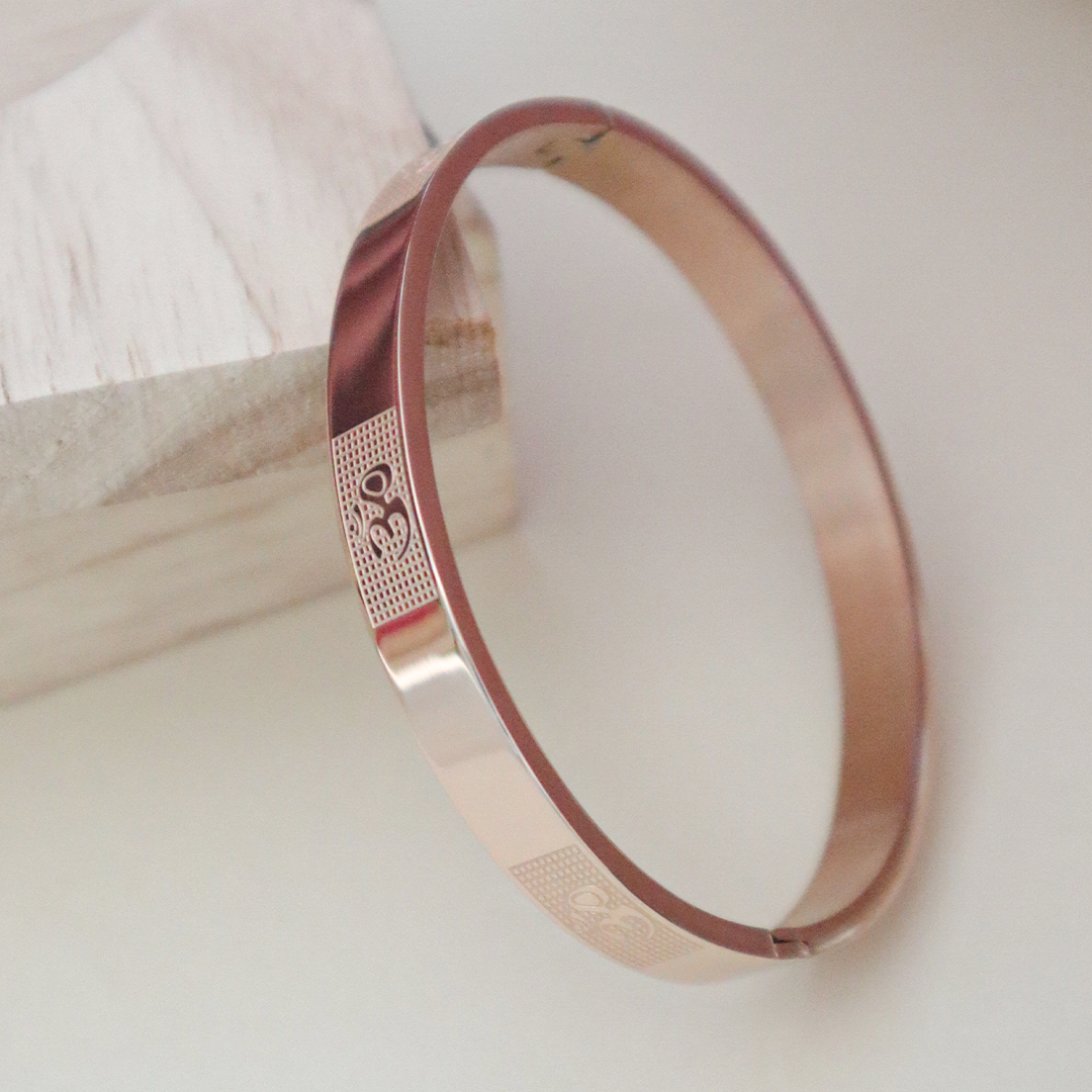 Rose Golden Stainless Steel Men’s Bracelet Engraved with OM