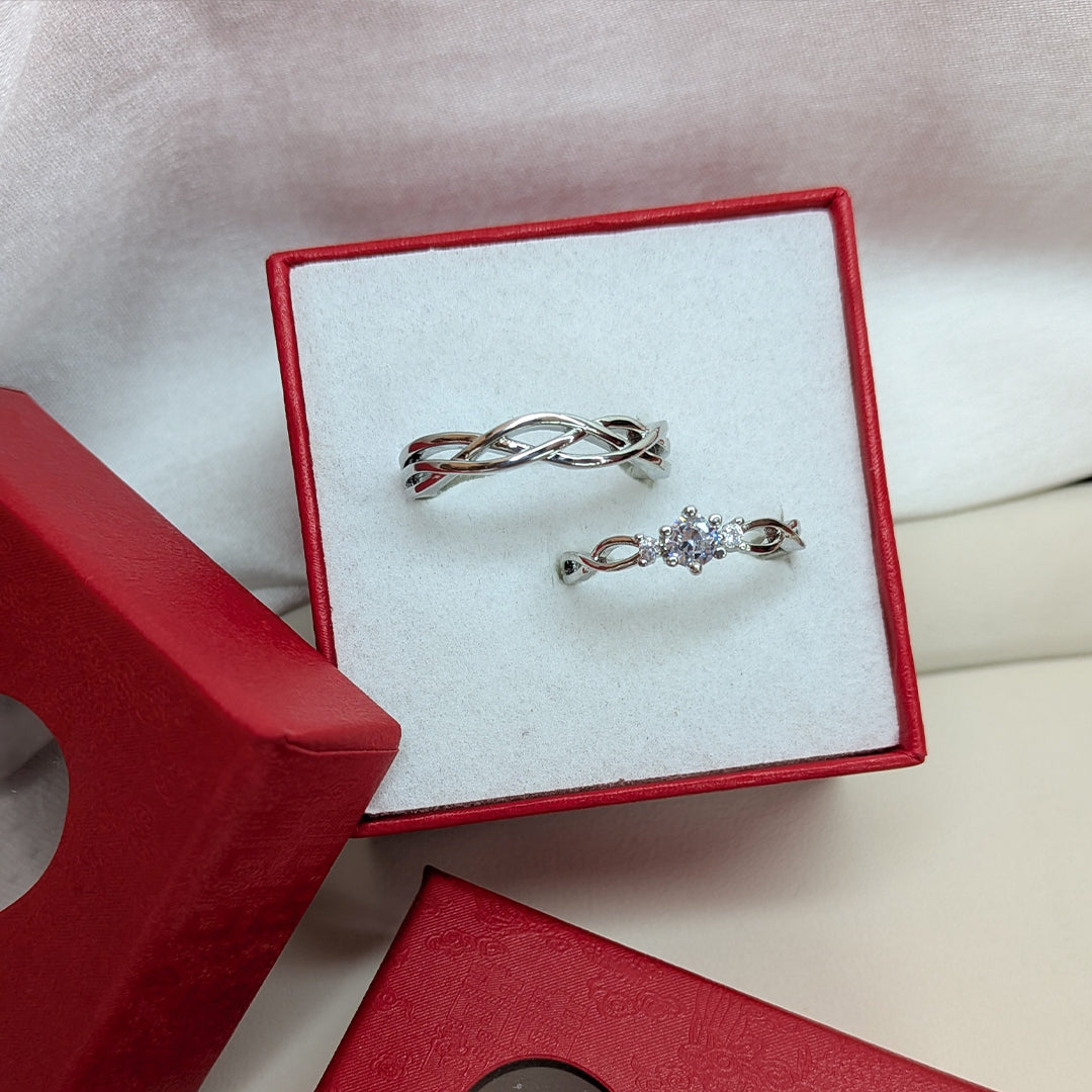 Delicate Crystal Design Couple Ring Set