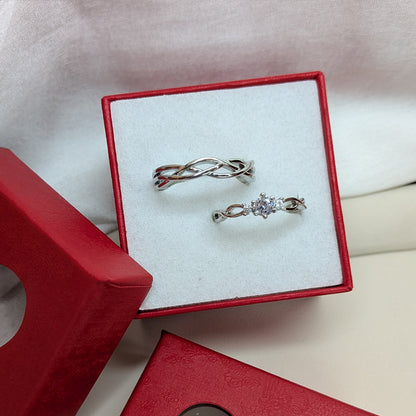 Delicate Crystal Design Couple Ring Set