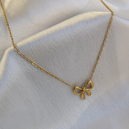 Elegant Gold Finish Bow Mini Knot Pendant For Girls & Women