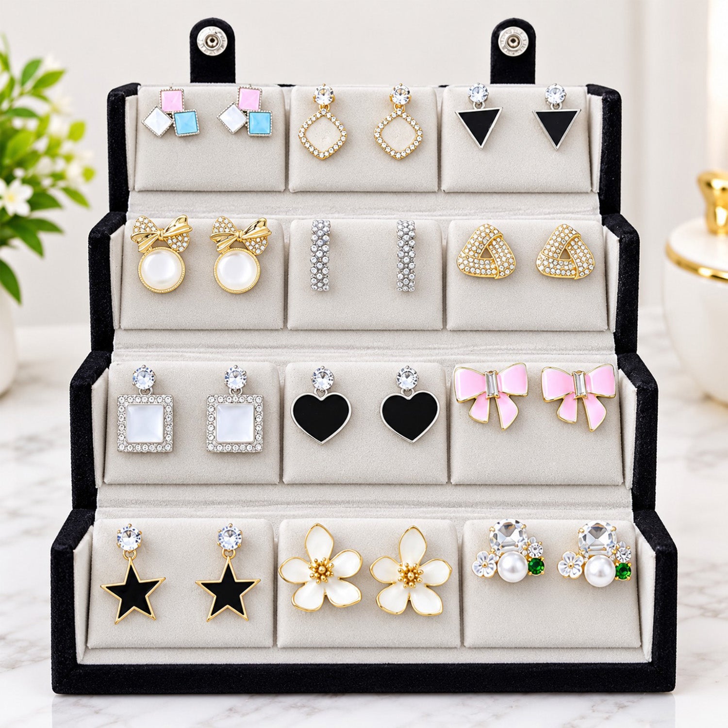 Aurie 12 Pairs Geometric Earrings Set for Girls & Women