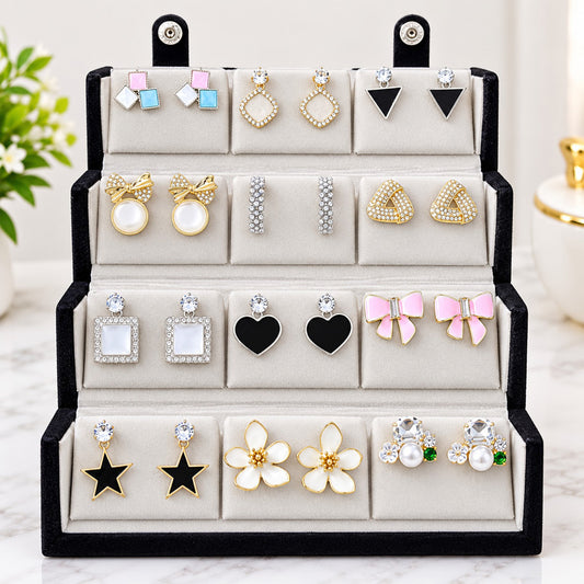 Aurie 12 Pairs Geometric Earrings Set for Girls & Women