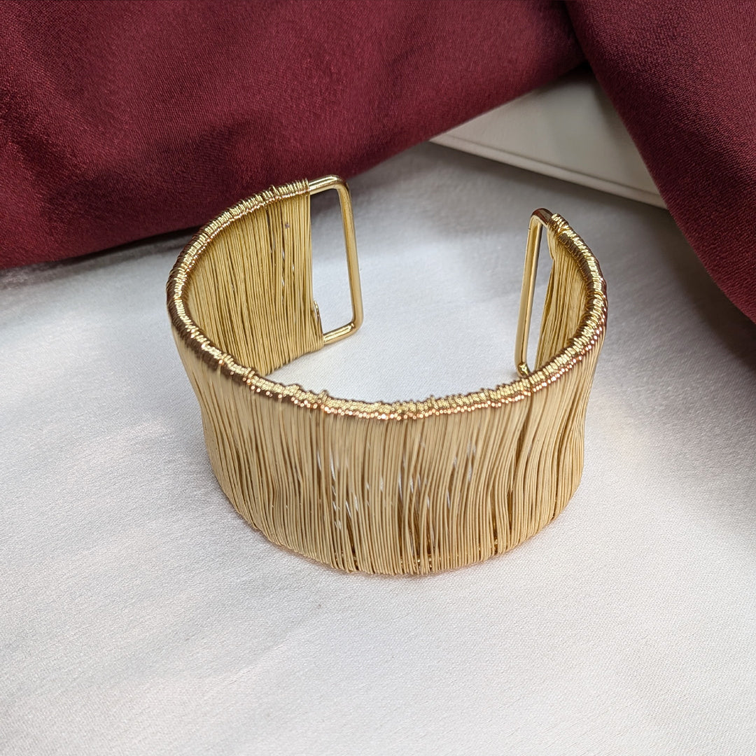 18K Gold Finish Adjustable Wide Cuff Bracelet for Girls & Women