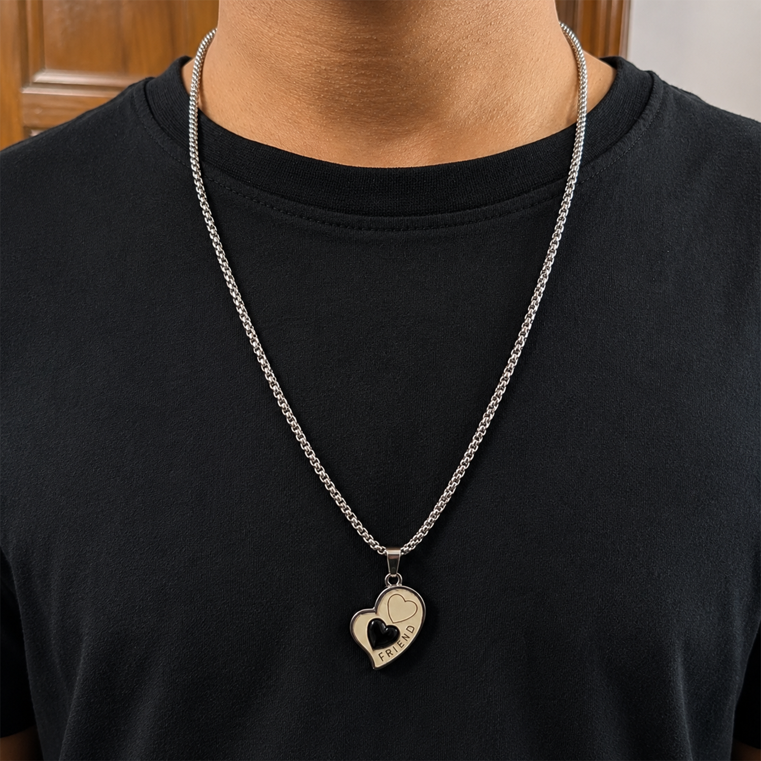Forever Heart With FRIEND Inscribed Pendant for Men & Boys