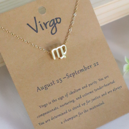 18K Gold Plated Celestial Zodiac Charm Pendant Necklace