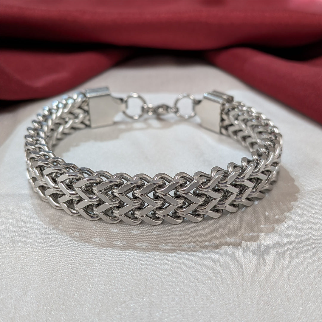 Classic Stainless Steel Woven Chain Bracelet For Men
