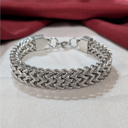 Classic Stainless Steel Woven Chain Bracelet For Men