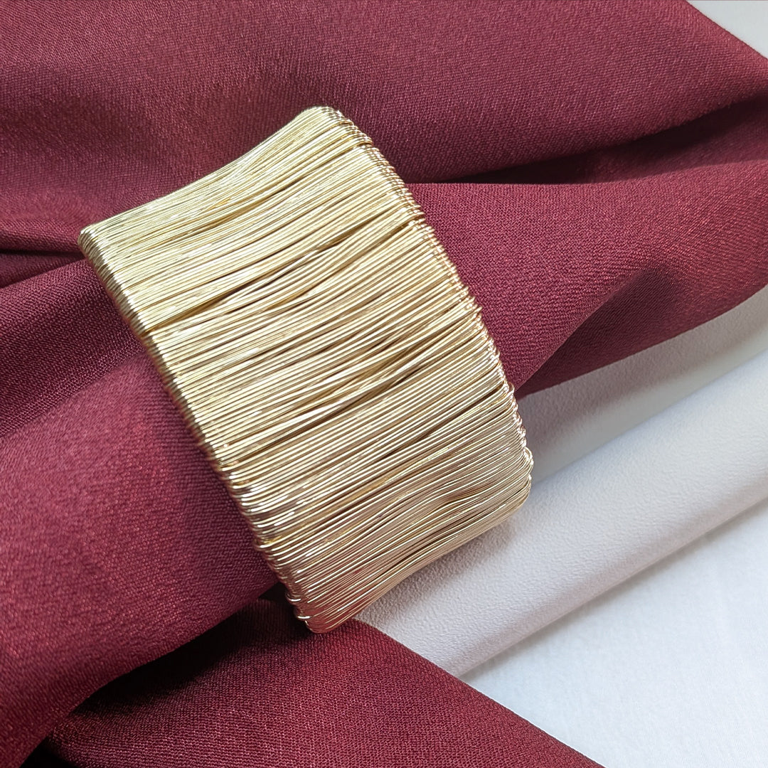 18K Gold Finish Adjustable Wide Cuff Bracelet for Girls & Women