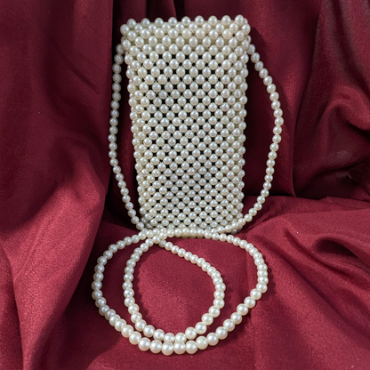 Stylish Pearl Embellished Accessories Bag
