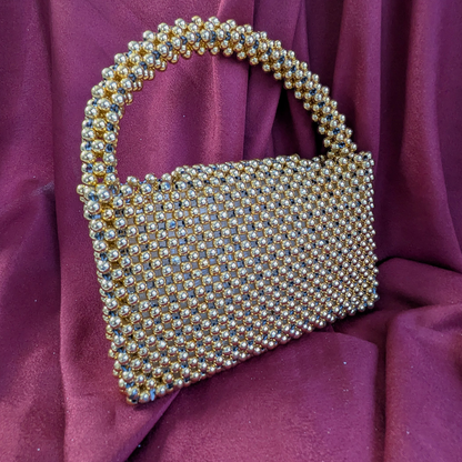 Golden Aura Pearl Clutch Handbag For Women