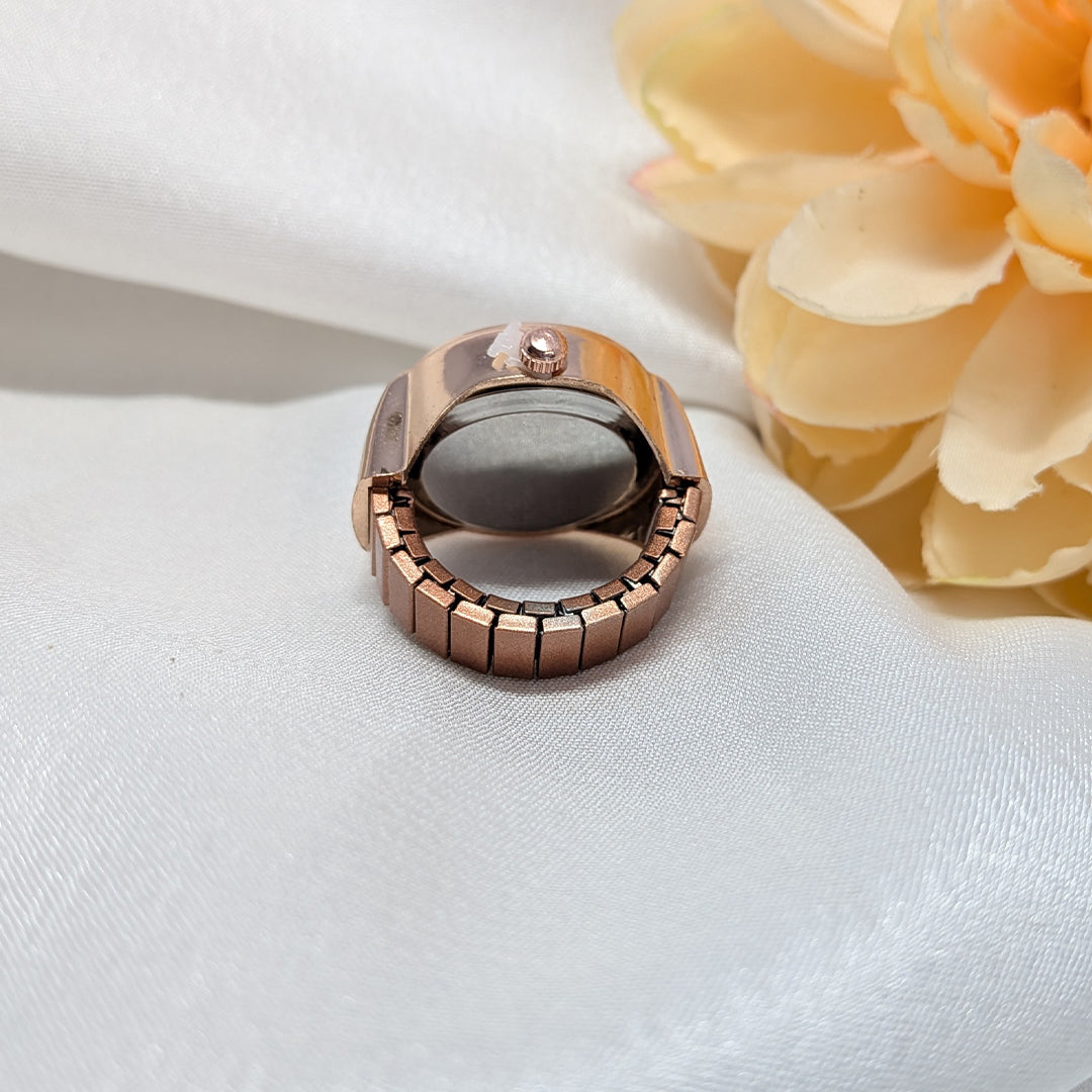 Rose Gold Stretchy Finger Ring Watch for Men & Women