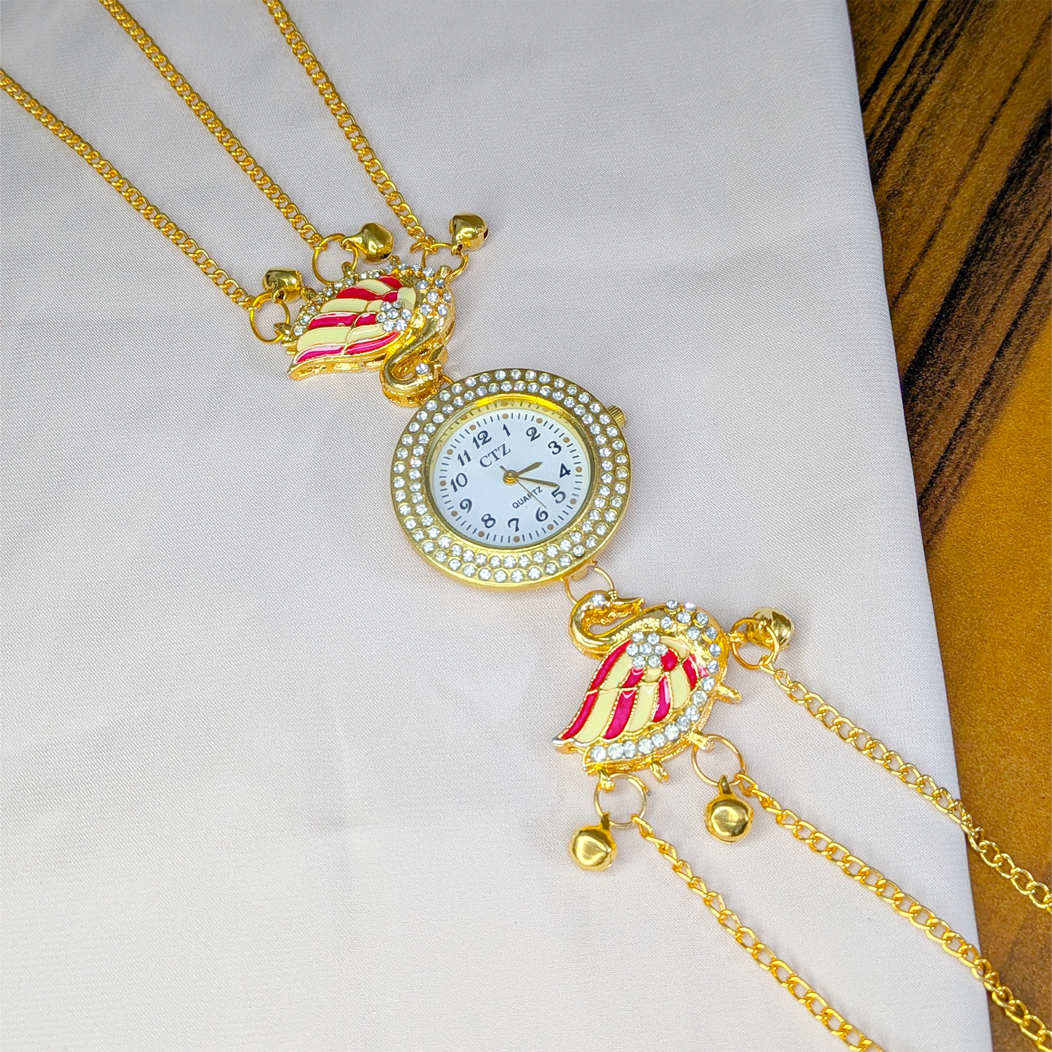 Swan Design Crystal Stone Kashmiri Watch for Girls & Women