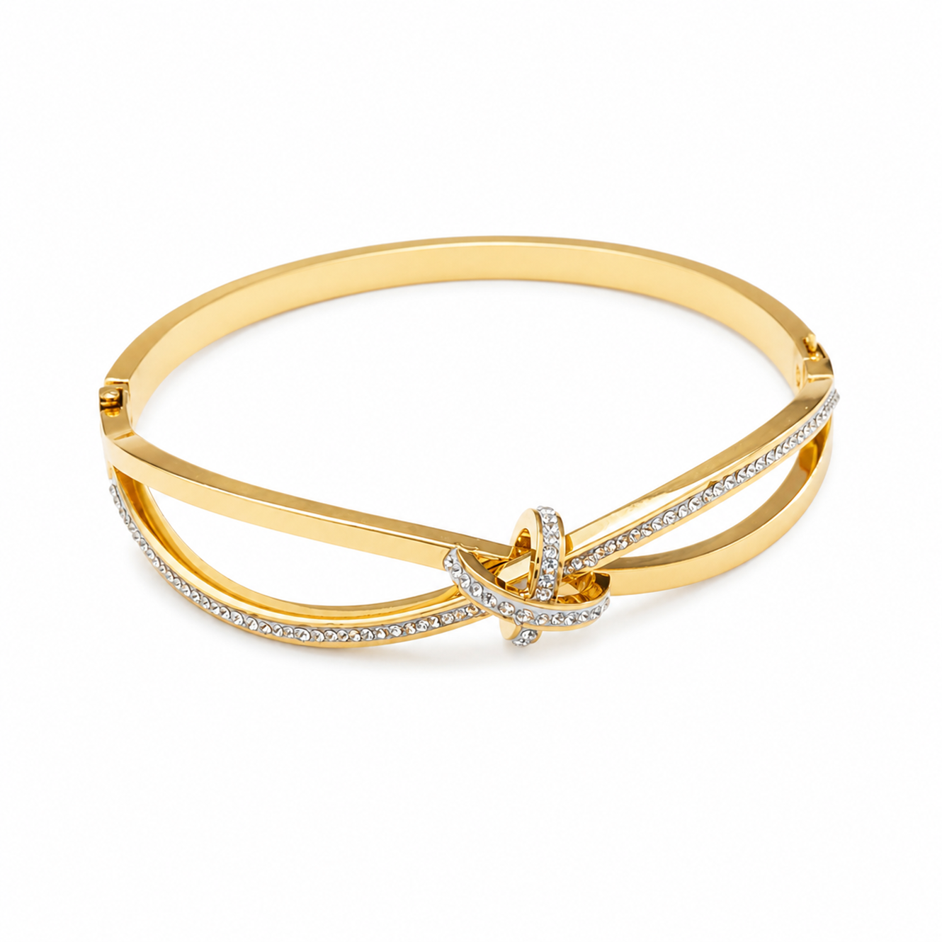 Criss-Cross Knot Motif Studded Ad Stone Cuff Bracelet for Women & Girls