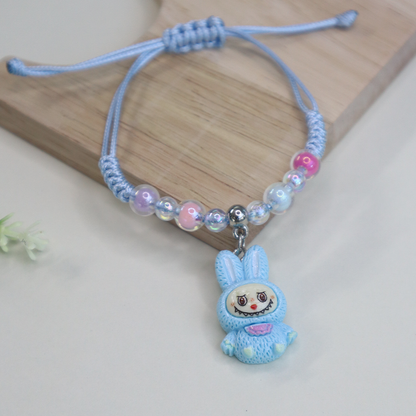Labubu Bunny Kids Beaded Bracelet with Adjustable Strap