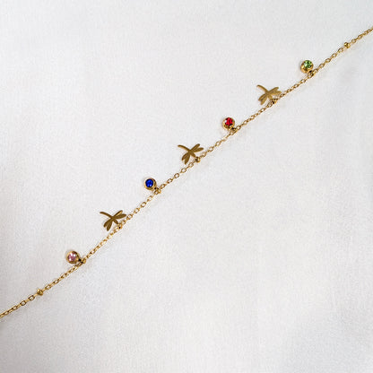 Gold Finish Leaf & Butterfly Charm Anklet For Girls & Women