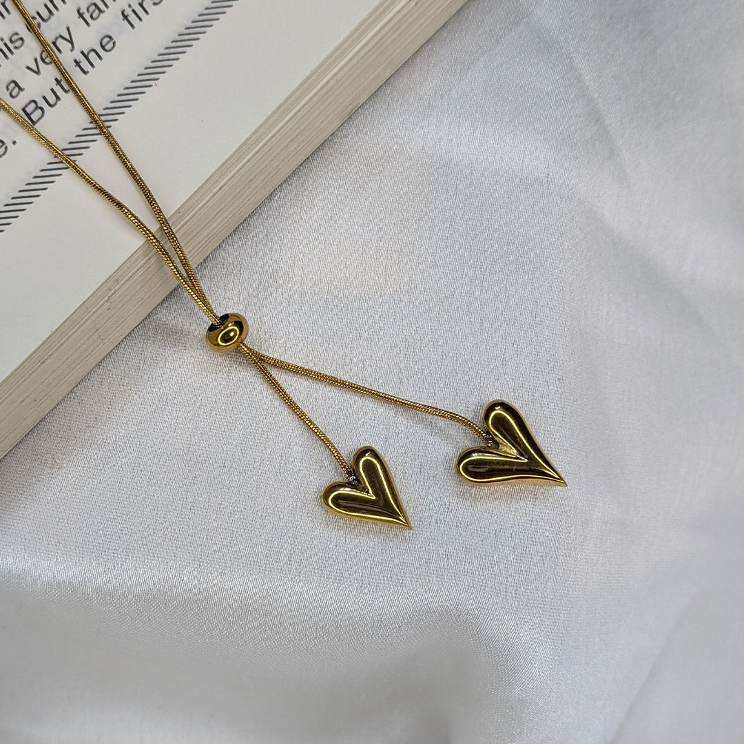 Durable Gold Finish Heart Lariat Pendant For Girls & Women