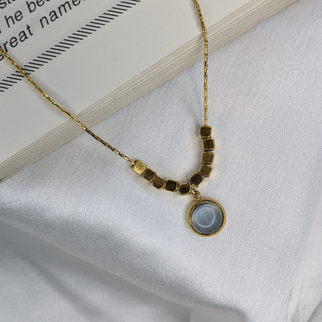 Gold Plated Geometric Beads & Stone Pendant for Women