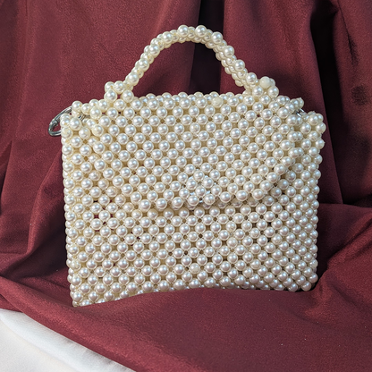 Elegant Pearl-Embellished Women's Handbag