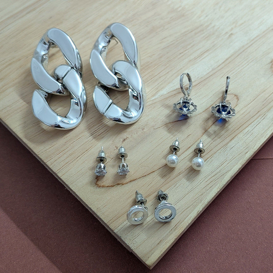 Elegant 5pcs Twisted Statement Earrings Set for Women & Girls