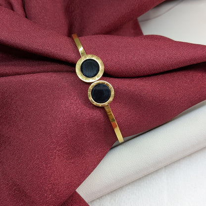 18K Gold Finish Stylish Black Stone Bracelet for Girls & Women