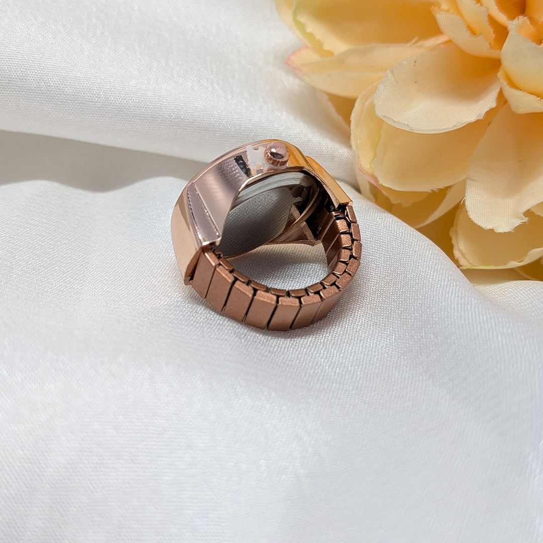Rose Gold Stretchy Finger Ring Watch for Men & Women