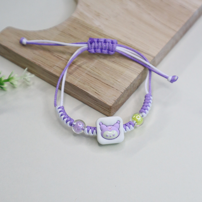 Cute Anime Beaded Braided Rubber Bracelet with Adjustable Strap