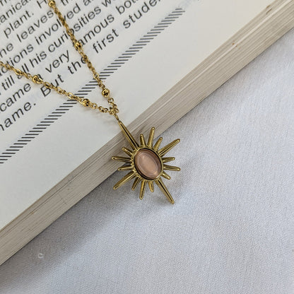 Gold Plated Radiant Sunburst Pendant for Women