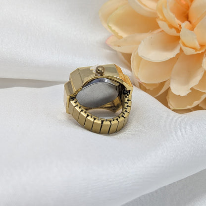 American Diamond Square Dial Adjustable Ring Watch for Men & Women