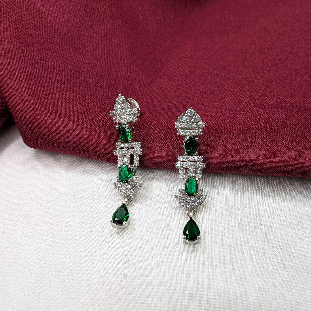 Luxury American Diamond Oval Drop Statement Necklace Set