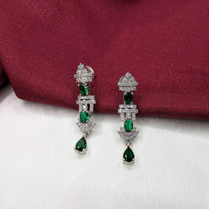 Luxury American Diamond Oval Drop Statement Necklace Set