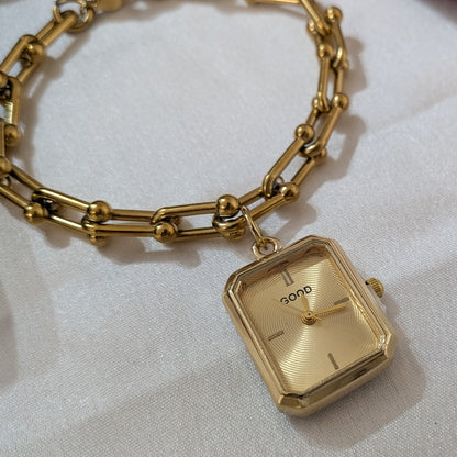 Classic Square Dial Analog Bracelet Watch with Chain Link Band for Girls & Women