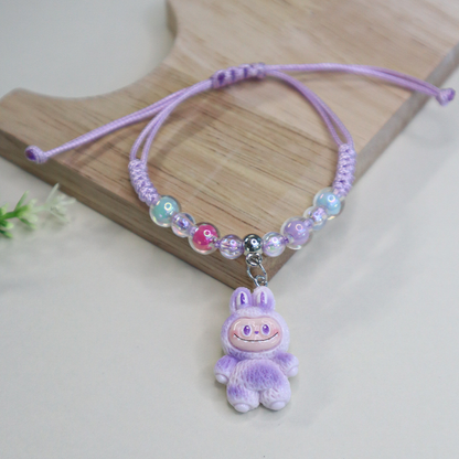 Labubu Bunny Kids Beaded Bracelet with Adjustable Strap