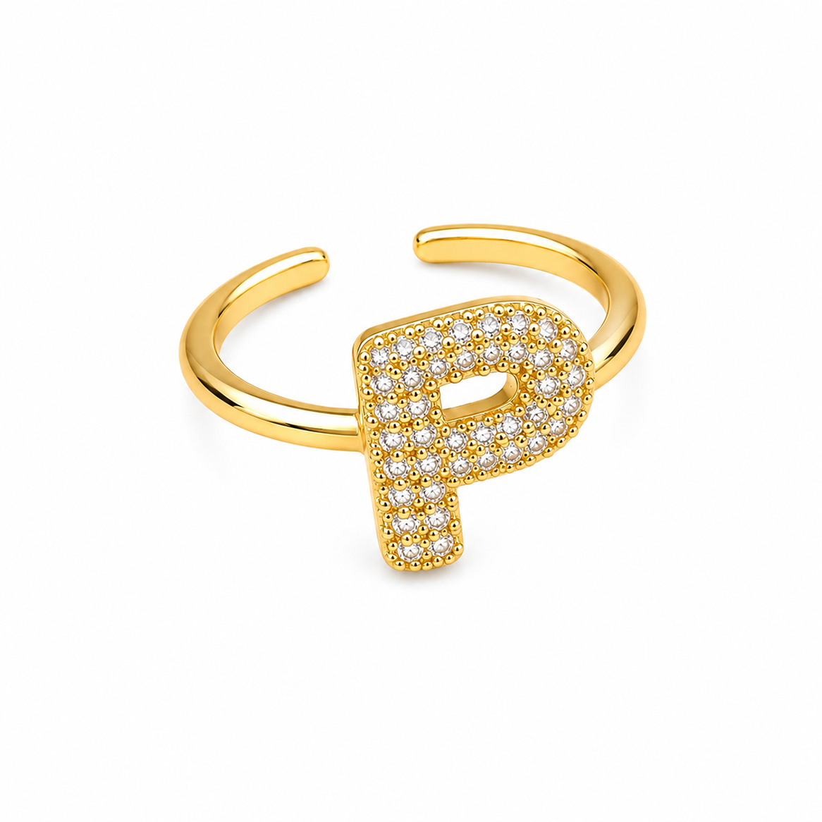Sparkling Alphabet Letters CZ Stones Rings For Girls & Women's