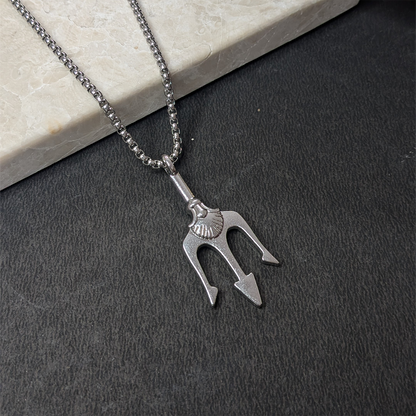 Stylish Trident/Trishul Brass Pendant With Stainless Steel Chain For Men & Boys