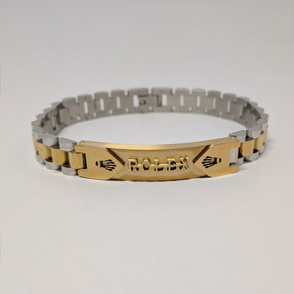 Gold Finish Brand Inspired Royce Chain Stainless Steel Bracelet With Clasp For Men