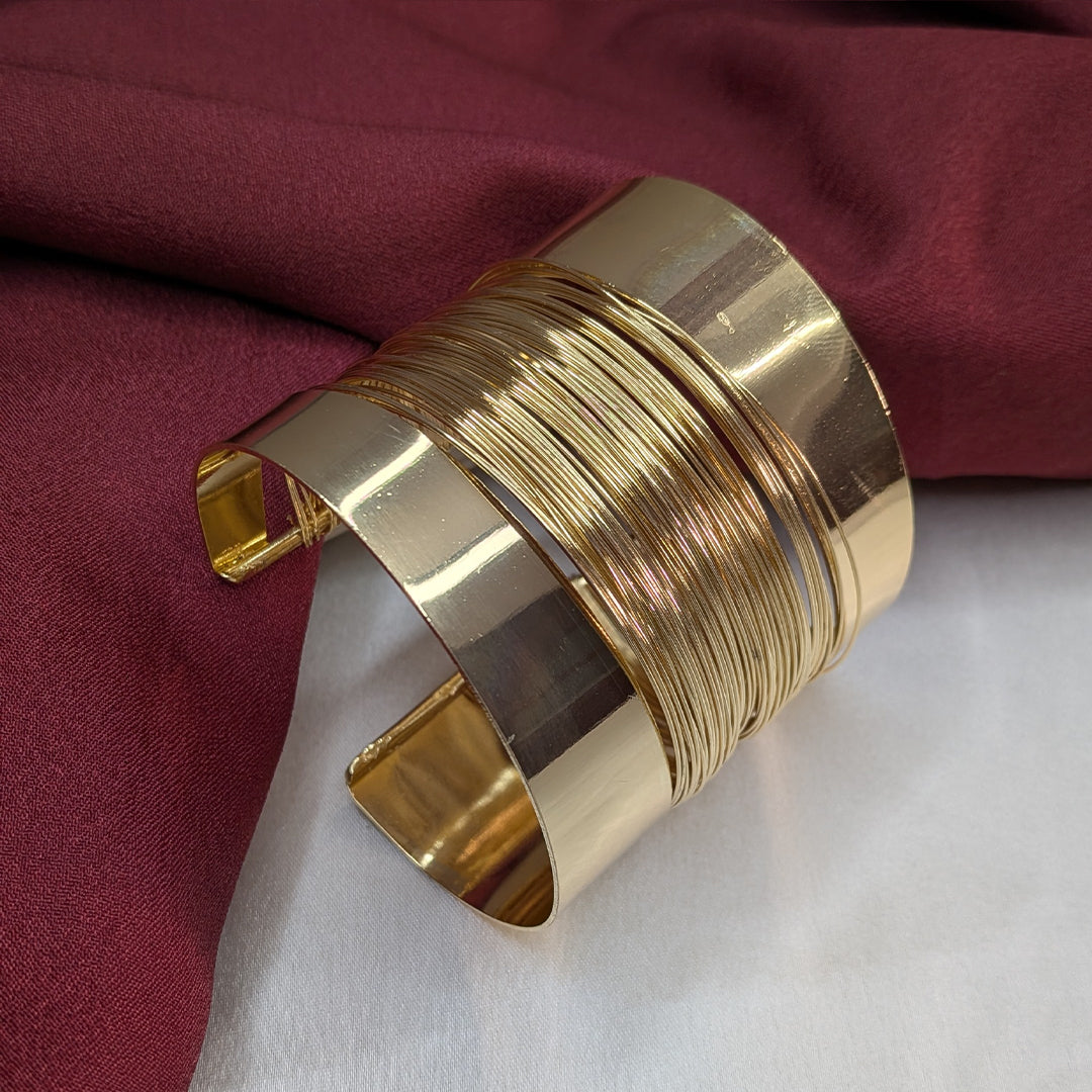 18K Gold Finish Multi-layer Cuff Bracelet for Girls & Women