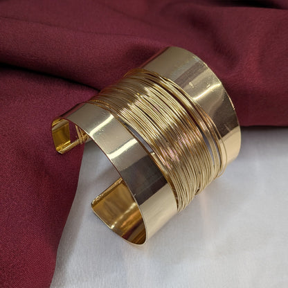 18K Gold Finish Multi-layer Cuff Bracelet for Girls & Women