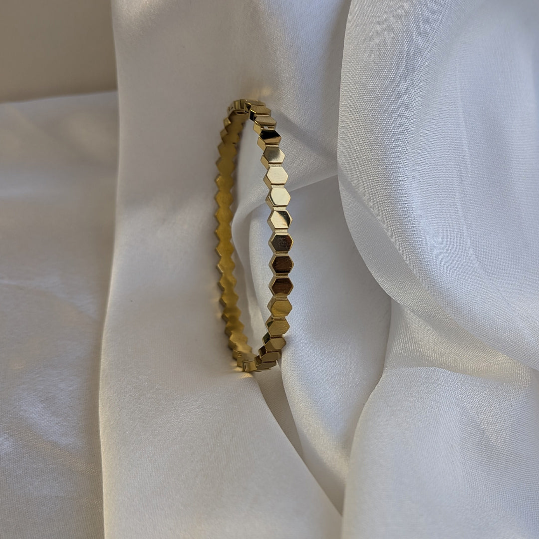 Gold Plated Hexagon Geometric Bracelet For Girls & Women