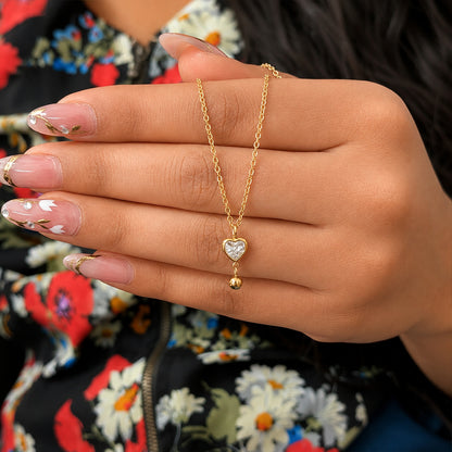 Minimal Heart solitaire Beaded Ad Stone Pendant For Girls & women