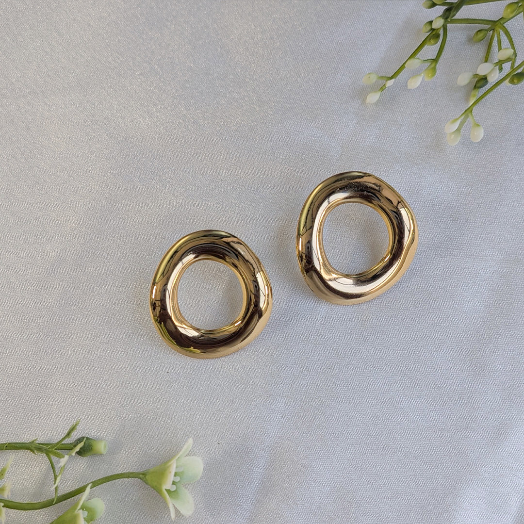 Gold Plated Abstract Open Circle Earrings For Girls & Women (Anti Tarnish)