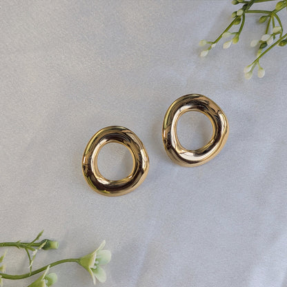 Gold Plated Abstract Open Circle Earrings For Girls & Women (Anti Tarnish)